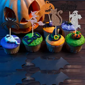 6pcs/Set Cupcake Toppers Creative Fantoma de Halloween Cat de Dovleac Magic Cuptor Tort Carte de Halloween Petrecere Tematica Decor Consumabile