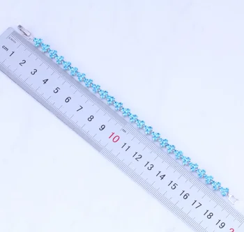 Calitate de Top Cer Albastru de Cristal de Culoare Argintie Roma Brățări pentru Femei Lanț Lungime 19CM B0060