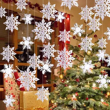 Fulgi de zăpadă artificială Hârtie Ghirlanda de Iarnă Înghețate Partid Decor de Zăpadă Decor de Crăciun pentru Acasă în Ziua de Crăciun Ornamente pentru Pomul de