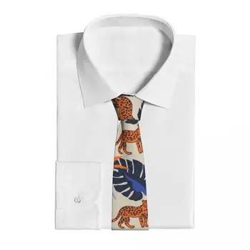 Rezumat Junglă Model Cu Leoparzi Bărbați Cravate de Mătase Poliester 8 cm Gât Îngust Cravată pentru Bărbați Costume Accesorii Gravatas Cadou