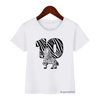 =Drăguț Zebra 1-10 ani Digitale Animal Print Boys T-Shirt Moda de Vara Tricou Pentru Copii Amuzant Copilul copil Tricou Alb de Sus