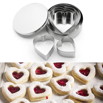 Inima 6Pcs Cookie Cutter Biscuiti Set din Oțel Inoxidabil în formă de Inimă Cutter Set Tăietori Cookie pentru Cupcake Patiserie Instrumente