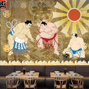 Dimensiune particularizată Japoneză de Sumo Sushi Restaurant Decor Mural Ukiyo-e Restaurant Tapet Decor Acasă 3D Hârtie de Perete Papel De Parede
